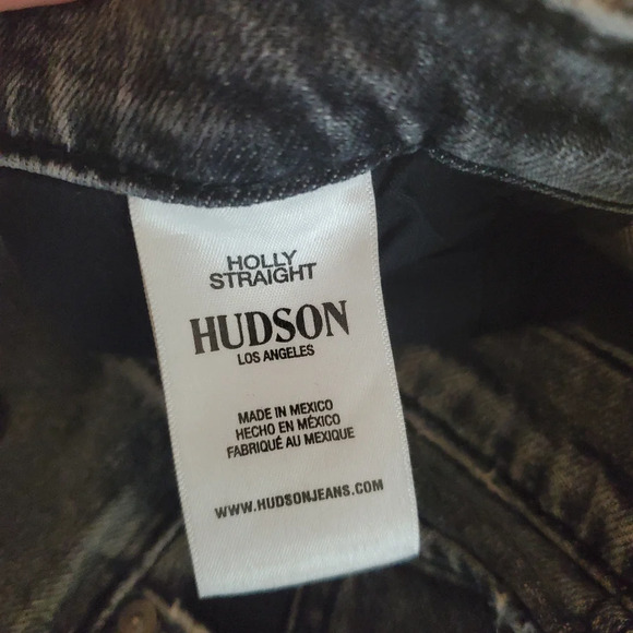 Hudson Womens Size 31x28 Black Holly Straight Leg Distressed Jeans          #238 - Picture 12 of 13